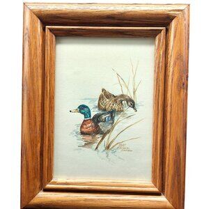 Donna Binfield Original 1987 Mallard Ducks Watercolor Painting MONA Artist